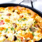 a Sausage and Egg Frittata with peppers and feta cheese