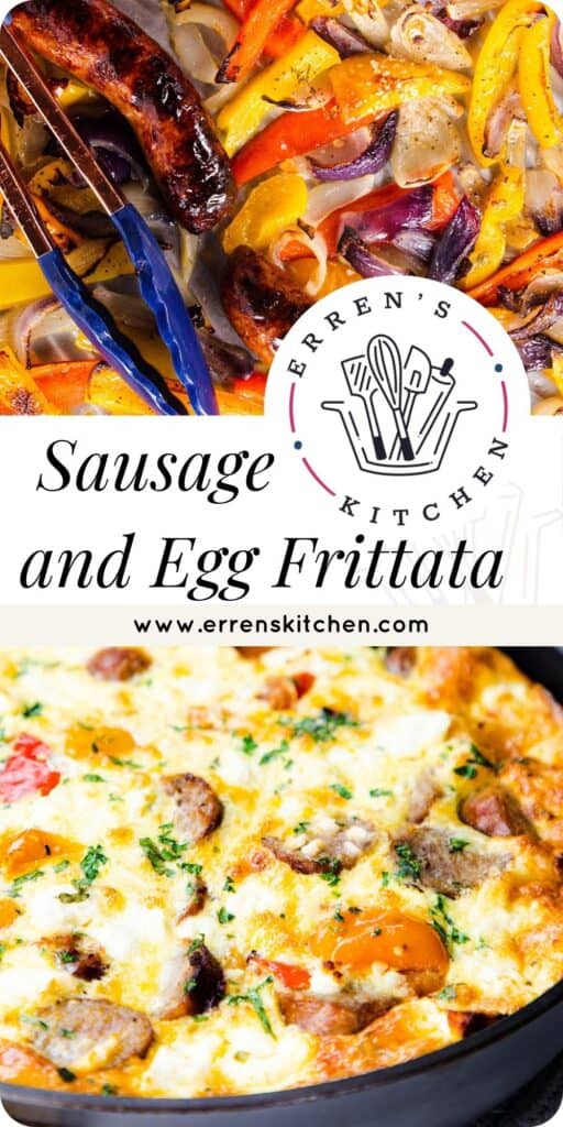 cooked Sausage and Egg Frittata in a pan