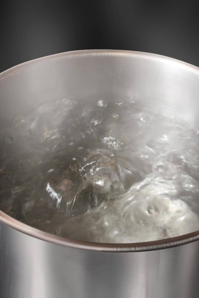 a pot of boiling water