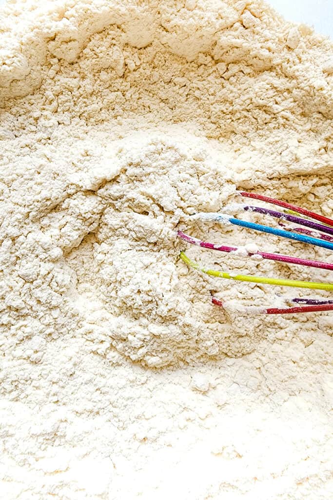the oil mixed into the flour in a bowl