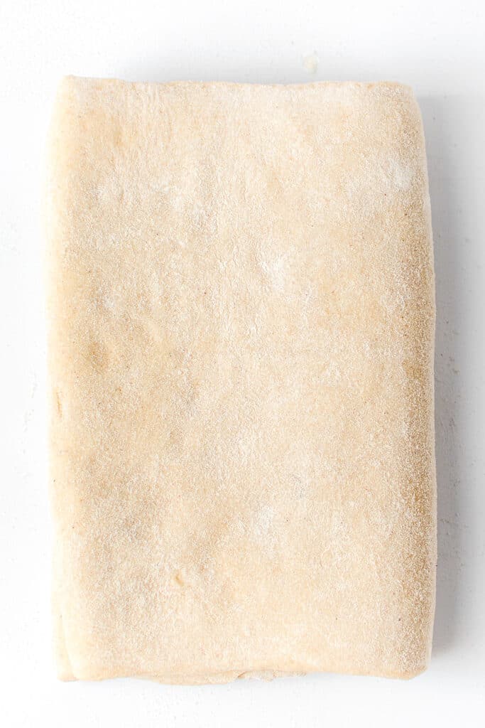 the completed dough folded into thireds