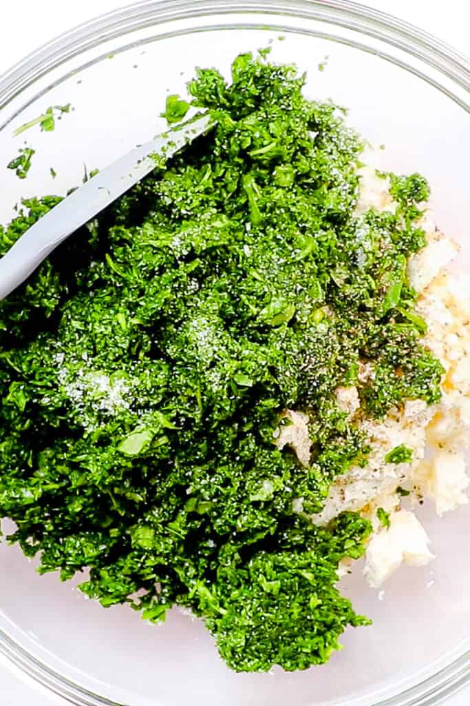 the filling for Savory Galette with Spinach and Feta in a bowl