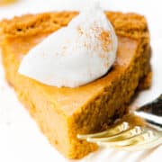 a slice of Pumpkin Pie with Graham Cracker Crust