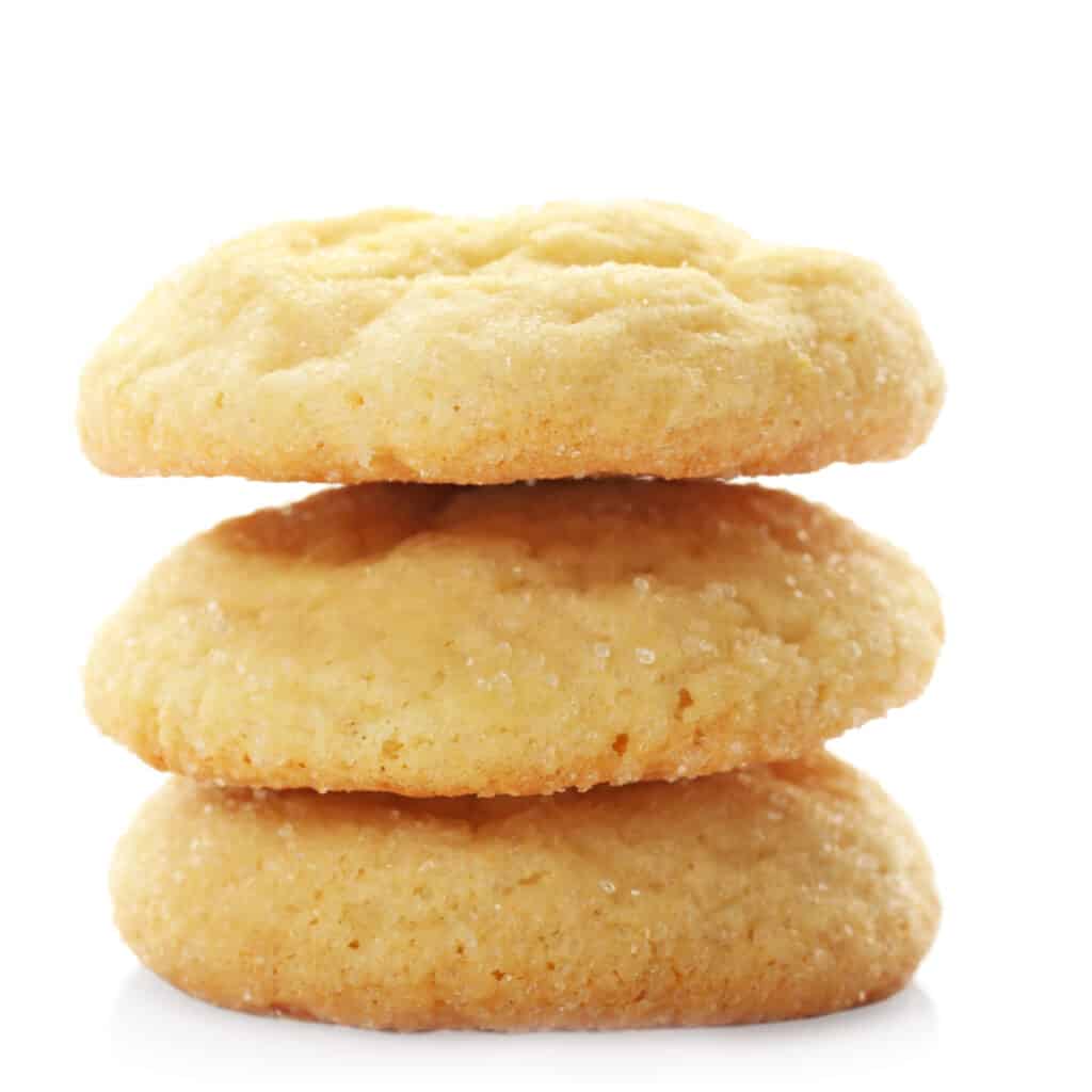 a stack of sugar coated soft sugar cookies
