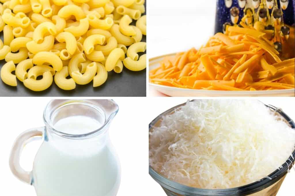pasta,cheese, and milk