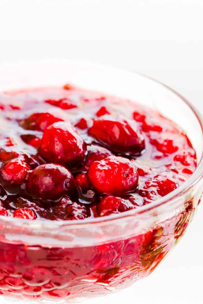 z bowl of Homemade Fresh Cranberry Sauce ready to serve