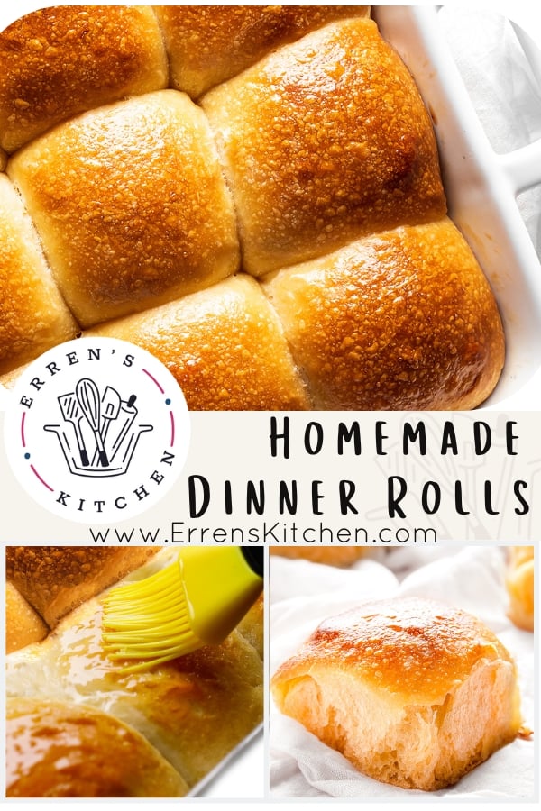 three photos of the baked dinner rolls