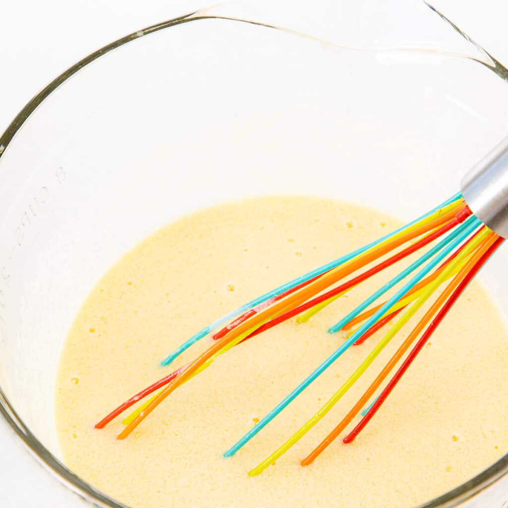 the wet ingredients mixed in a bowl