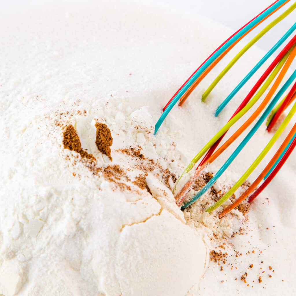 the dry ingredients in a bowl with a whisk