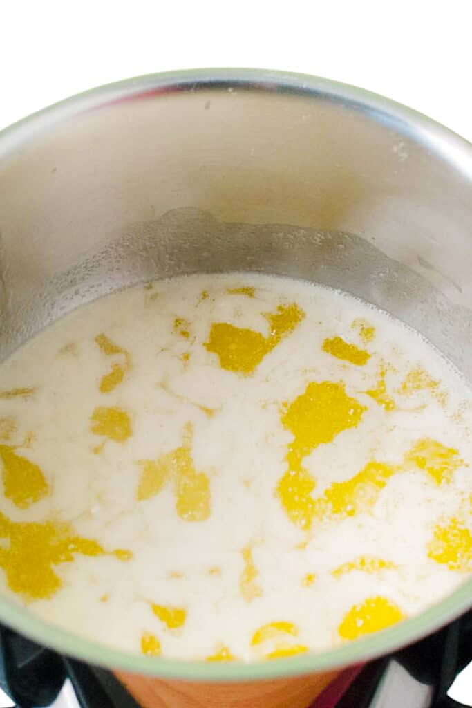 butter and milk in a saucepan
