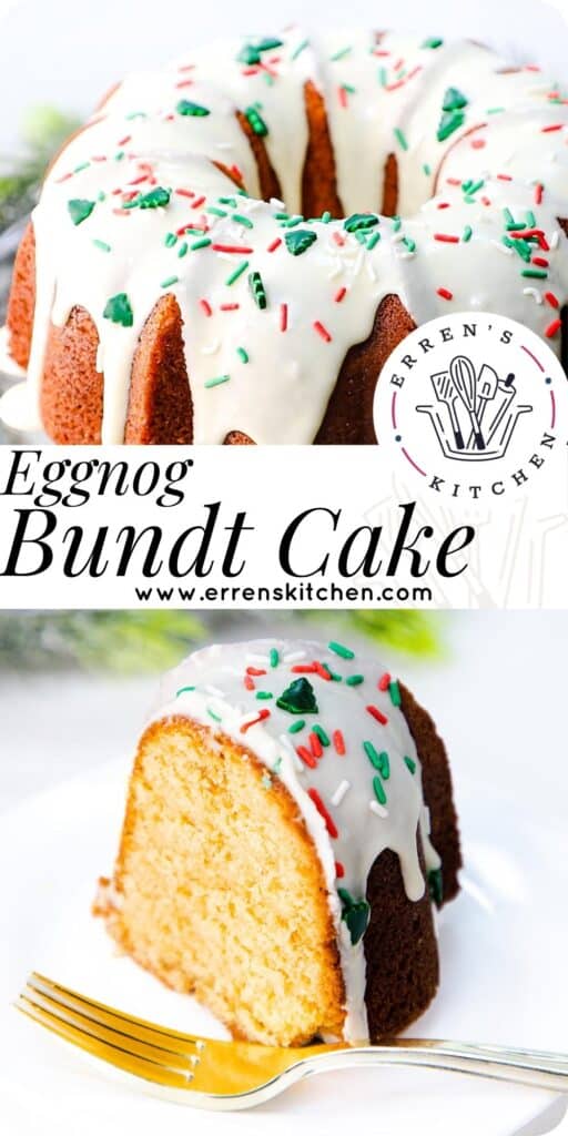 an eggnog cake with a slice on a plate