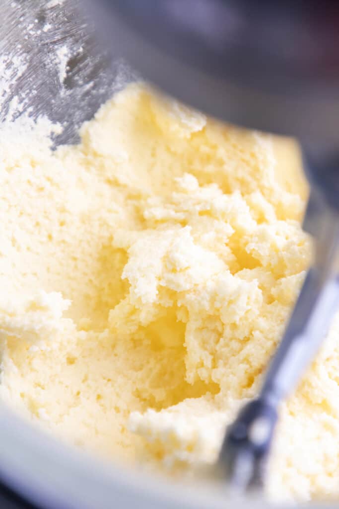 creamed butter and sugar in a mixer
