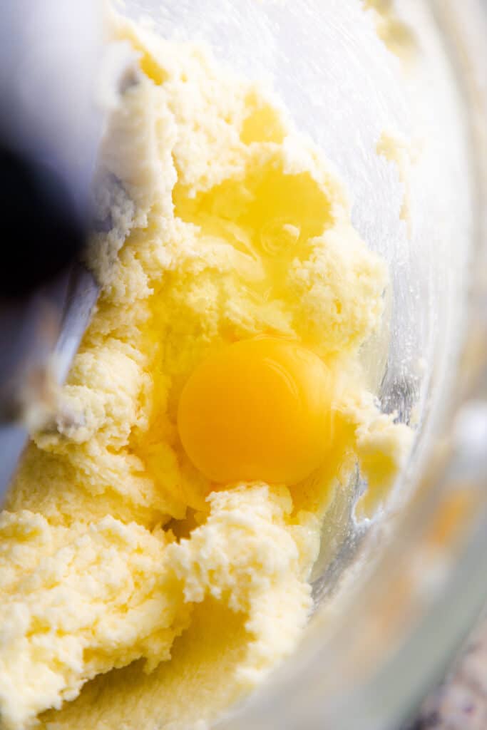 egg added to the creamed sugar and butter