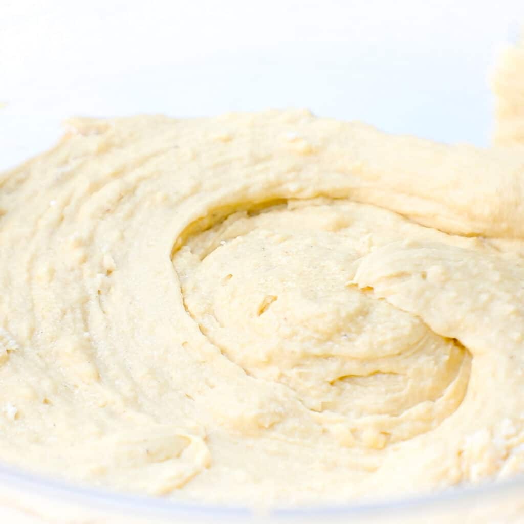 the mixed batter in a bowl