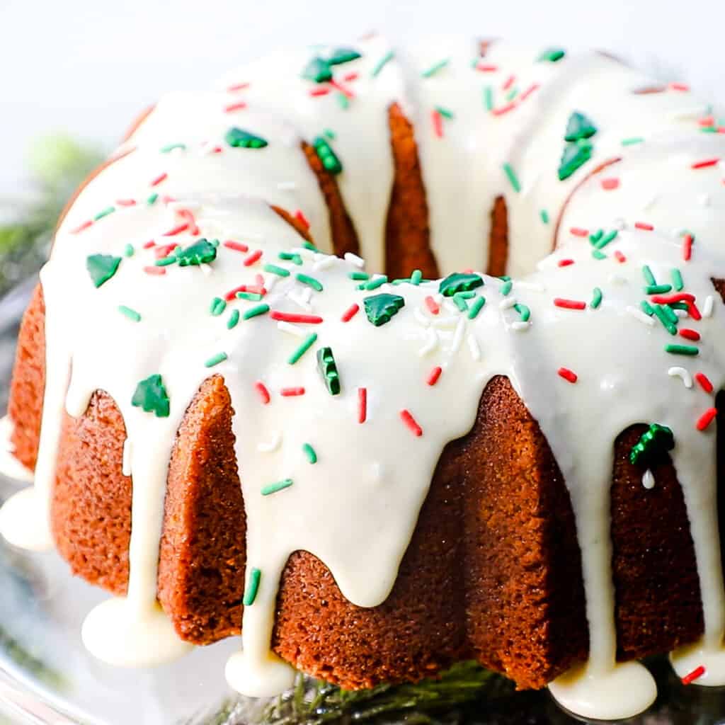 the sprinkles added to the glaze on the cake