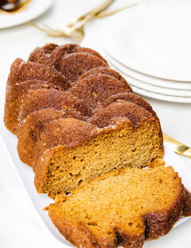 a sliced Applesauce Bread on a serving dish