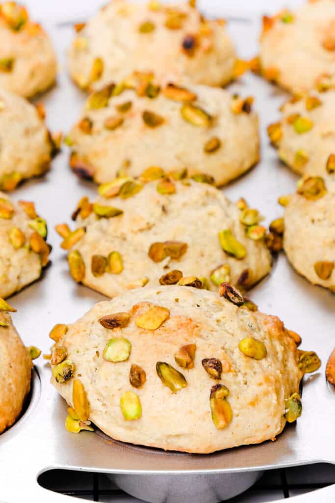 the baked Pistachio Muffins fresh from the oven