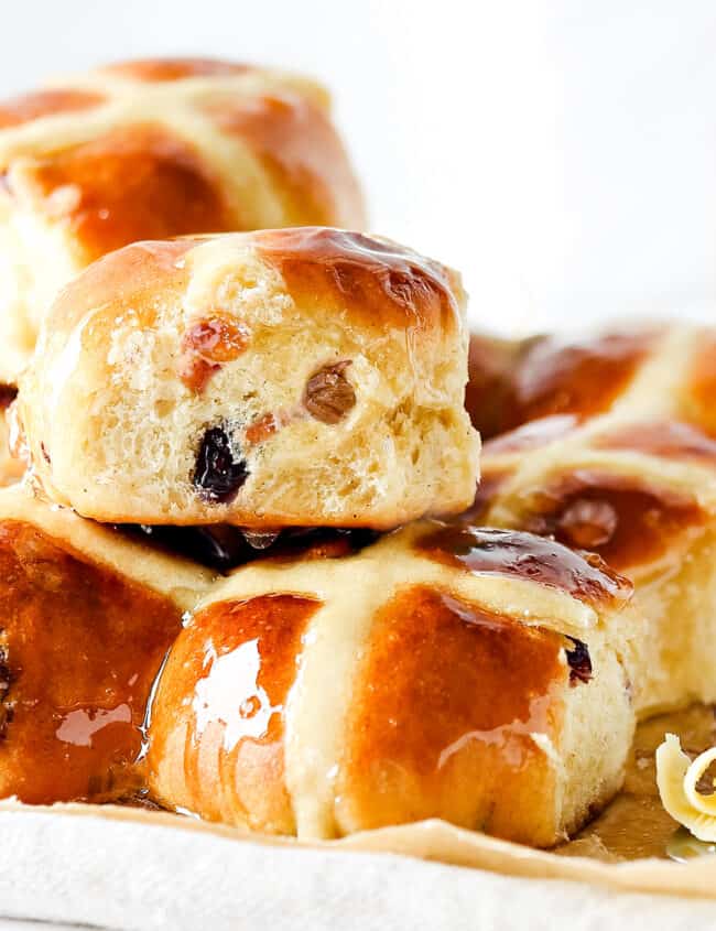 a pile of fresh Hot Cross Buns