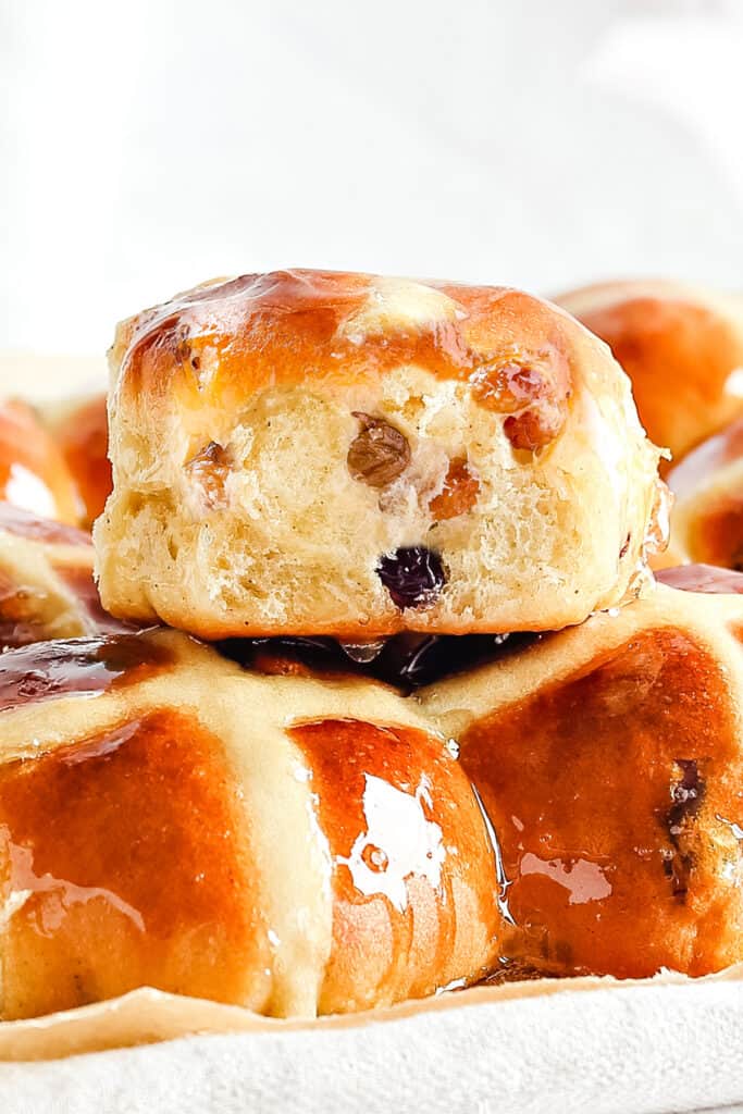 a pile of fresh Hot Cross Buns