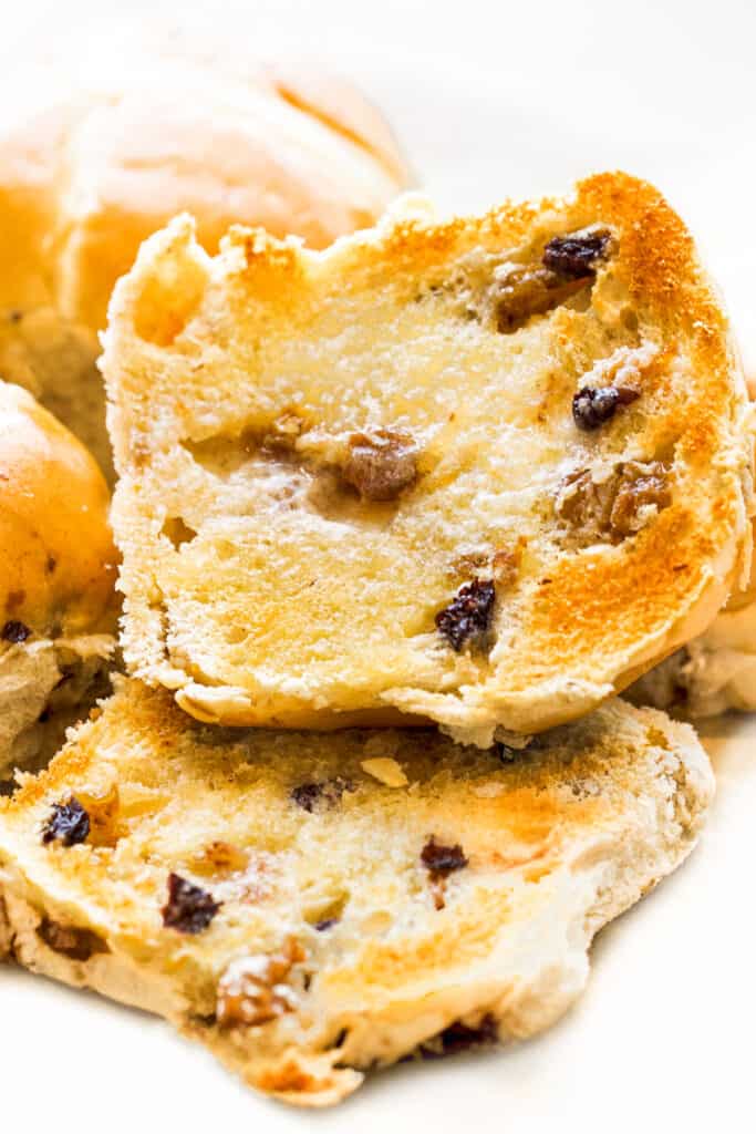 a buttered hot cross bun