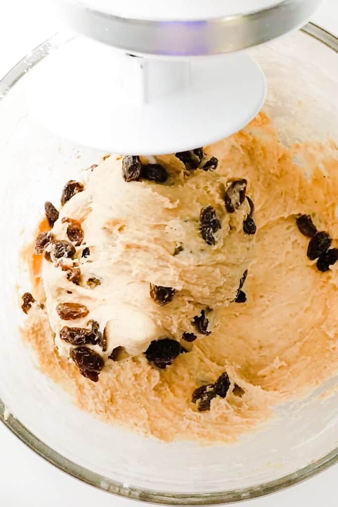 the smooth mixture in a mixer with the dough hook