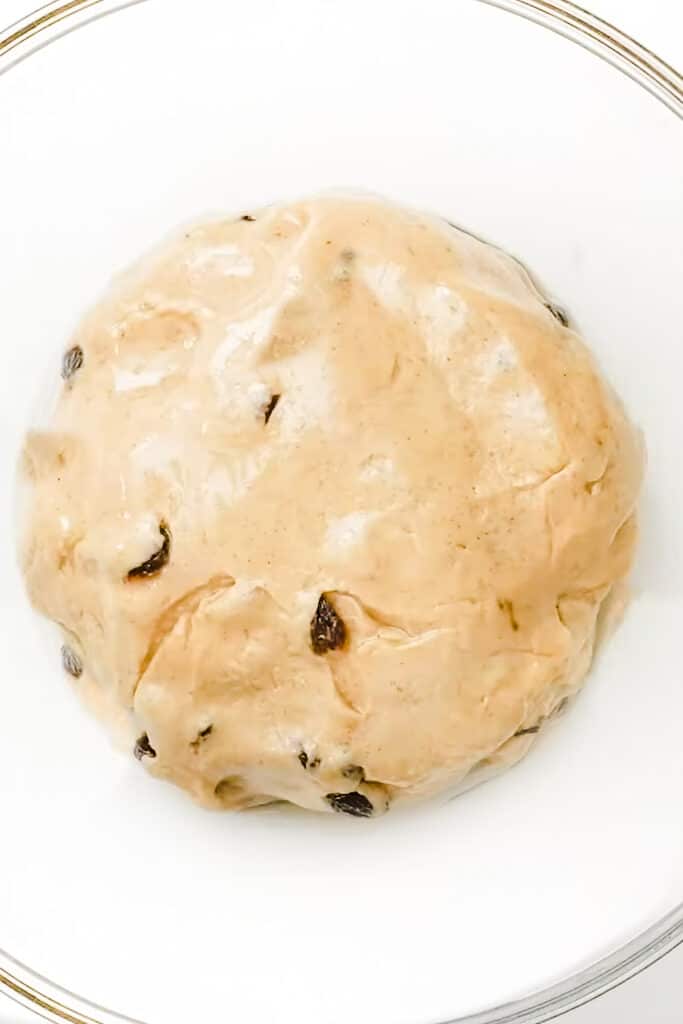 the dough added to an oiled bowl