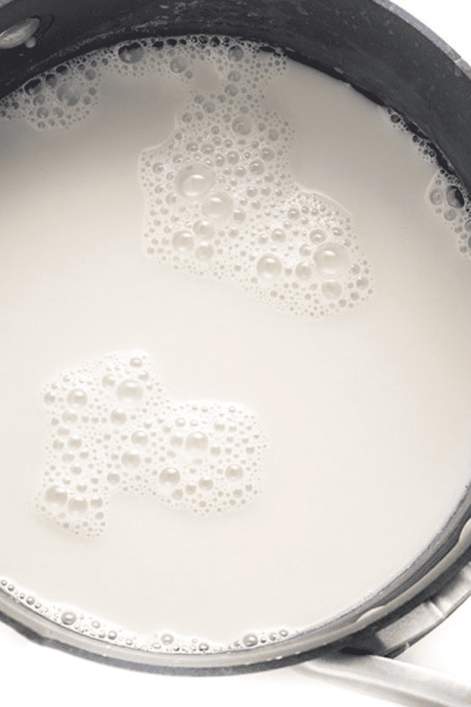 a pot of simmering milk