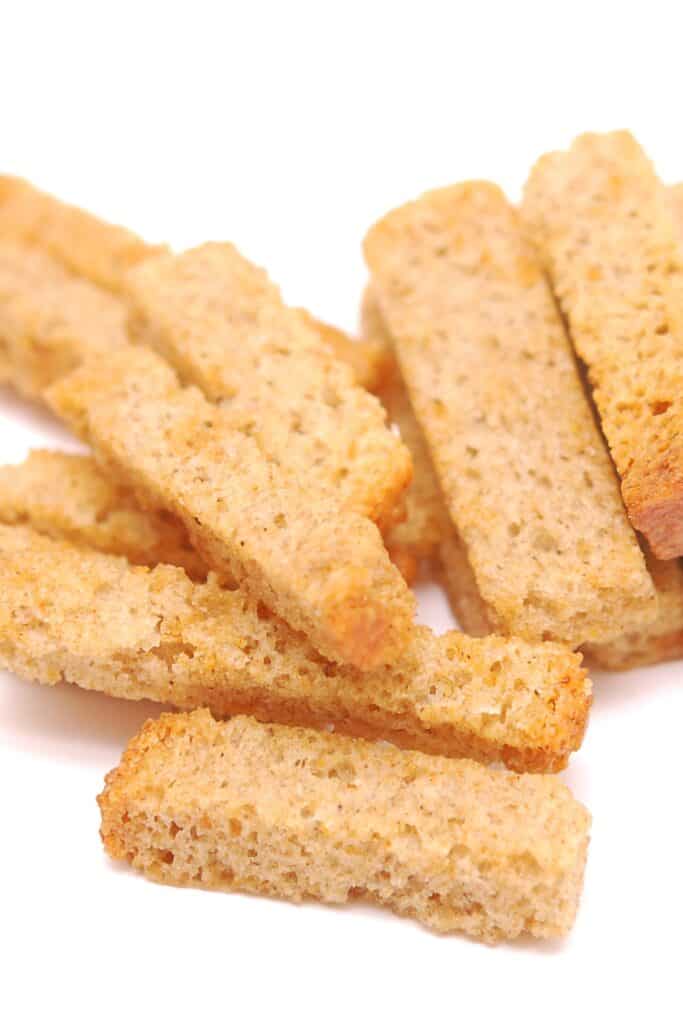 a pile of crispy Zwieback bread sticks 