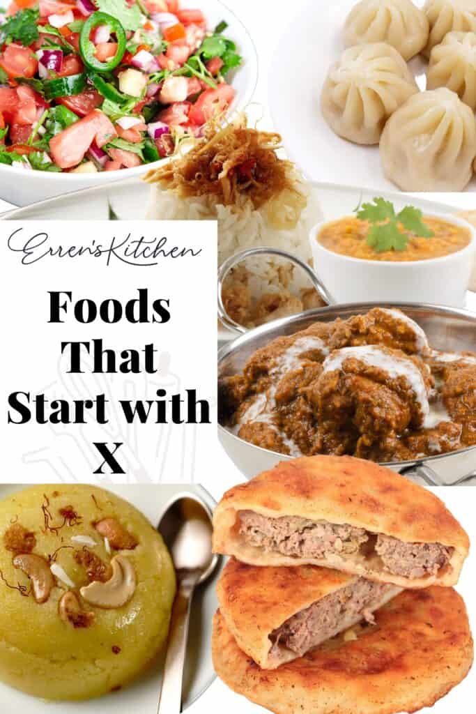 a selection of foods that start with X with a white background