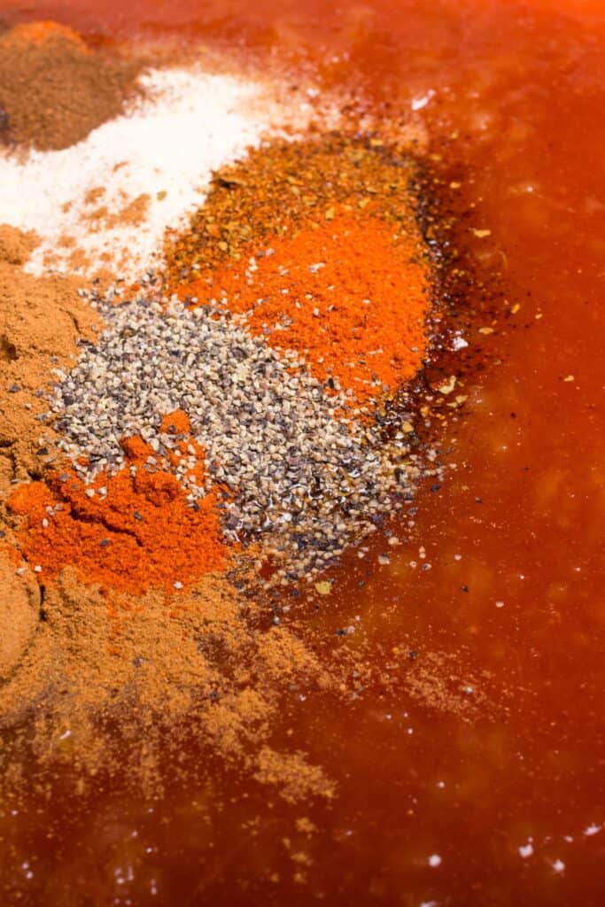the spices added to the sauce in the pan