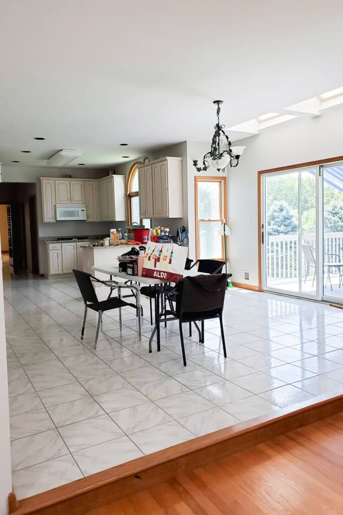 a dated, small kitchen