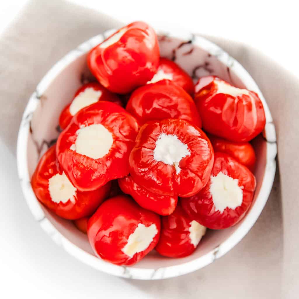 The Stuffed Cherry Peppers in a serving bowl.