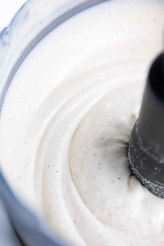 the ice cream base for cookies and cream ice cream whipped in a food processor.