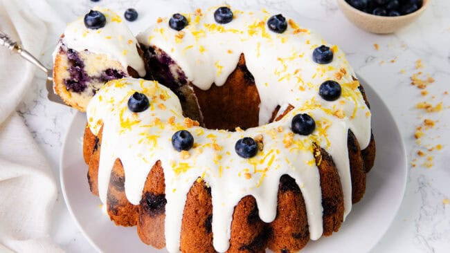 Lemon blueberry Bundt cake.