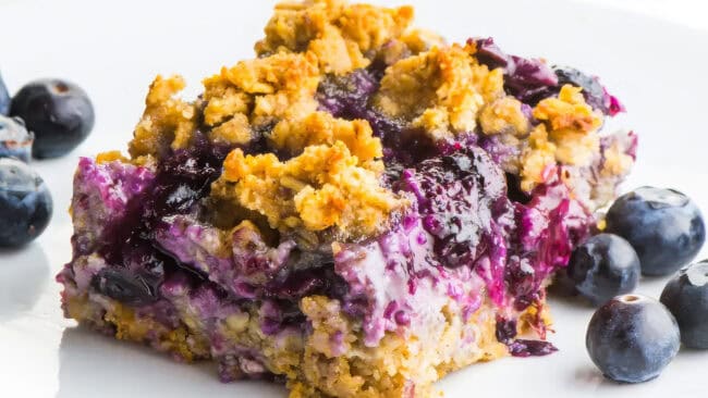 A blueberry oatmeal bar.