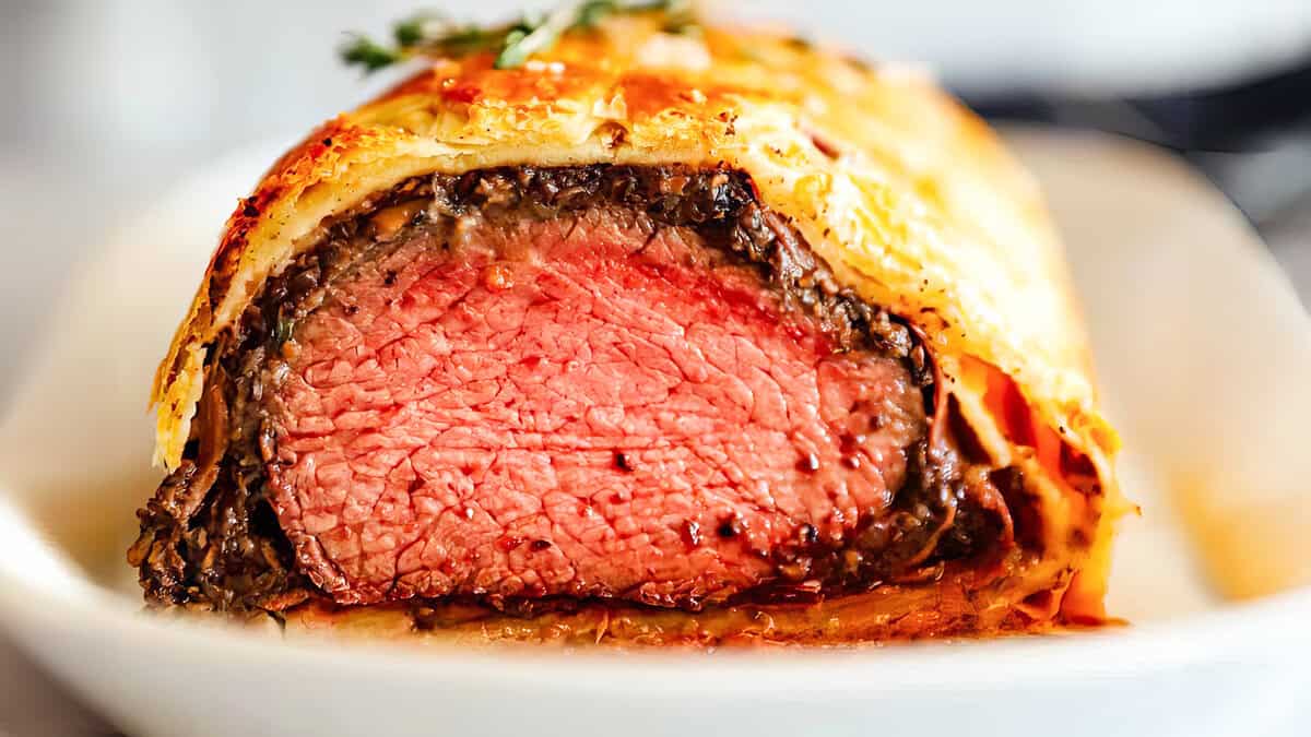Tasty Beef Wellington on display