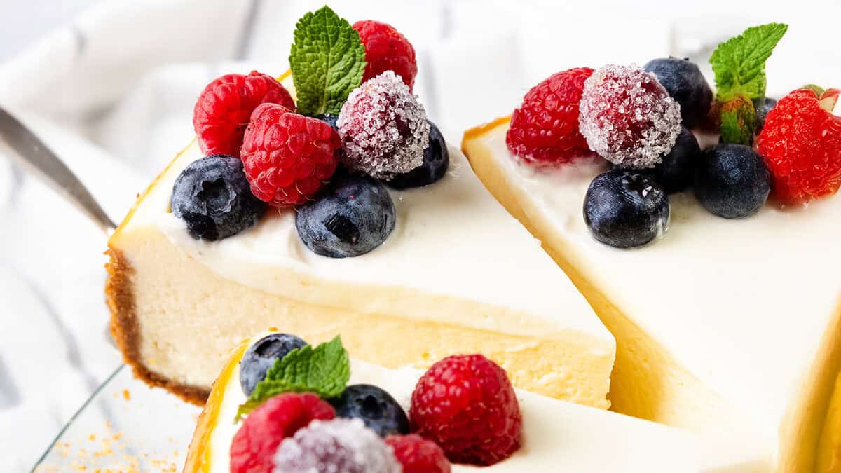 New York Cheesecake being served