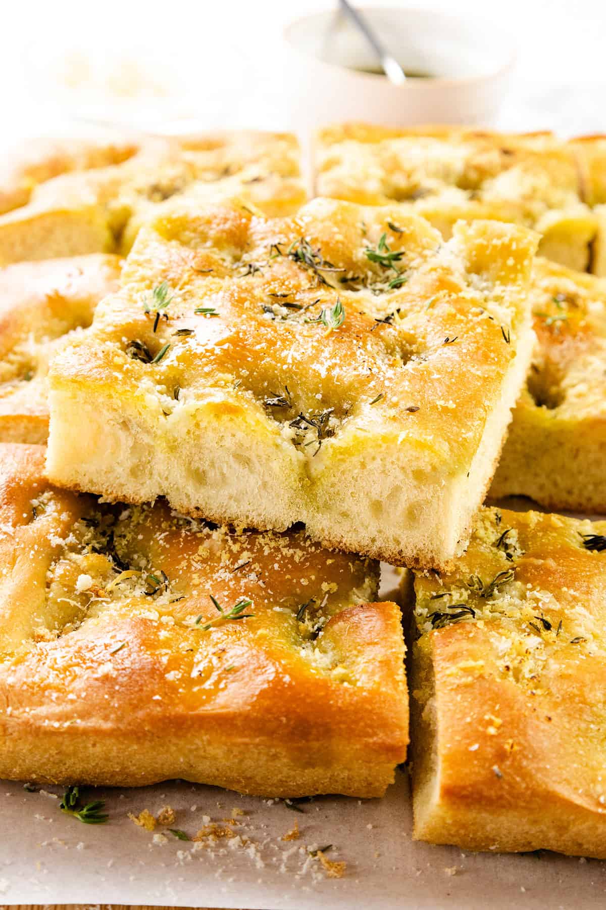 Garlic Focaccia with Parmesan & Pesto