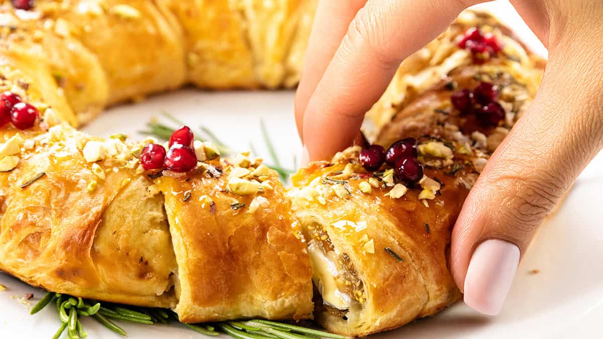 Puff Pastry Christmas Wreath with Fig Jam & Brie