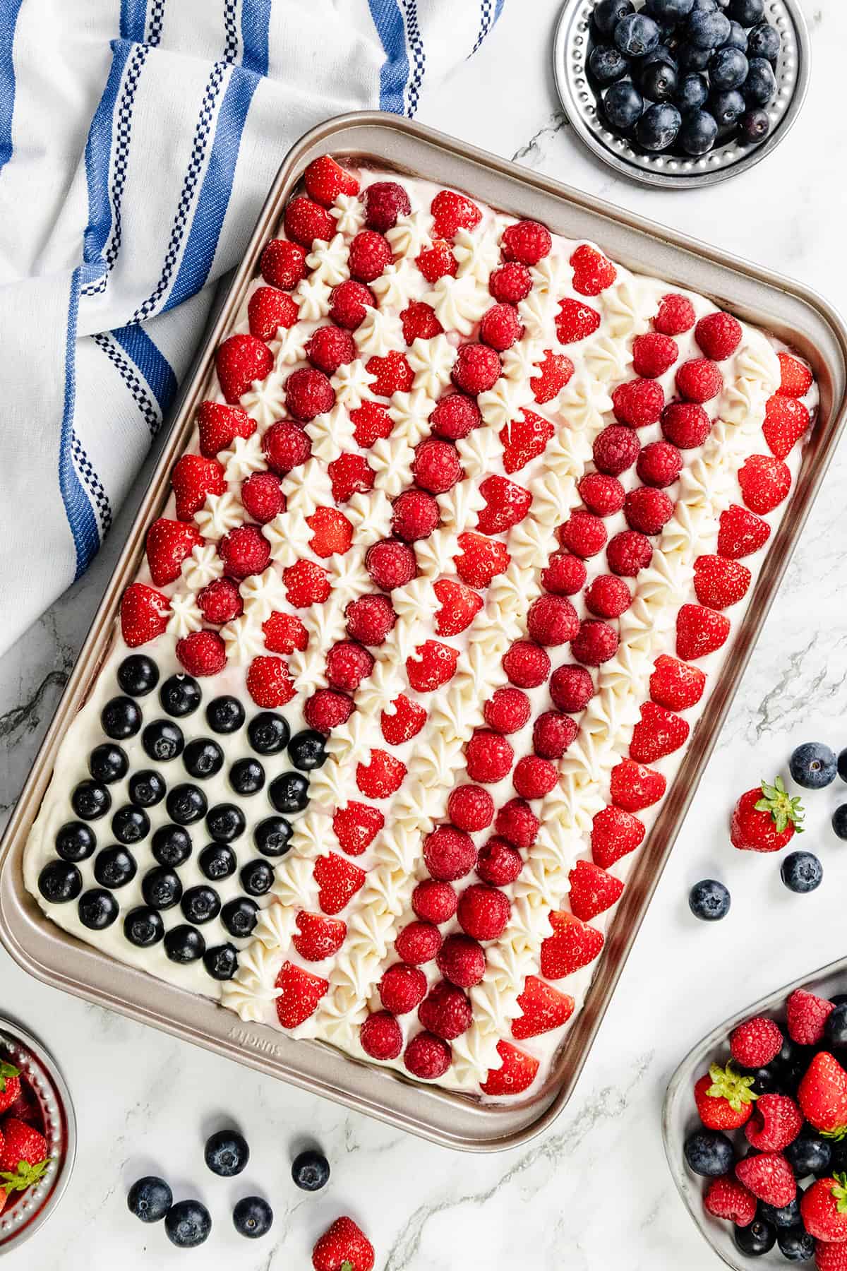 American Flag Red Velvet Sheet Cake