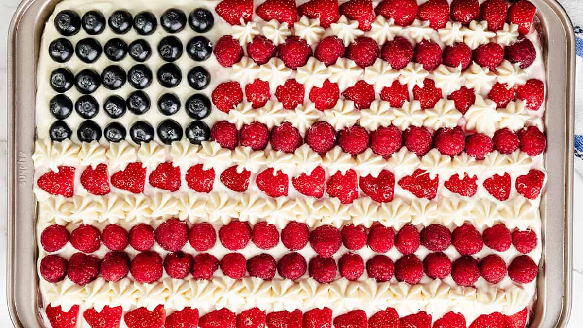 American Flag Red Velvet Sheet Cake